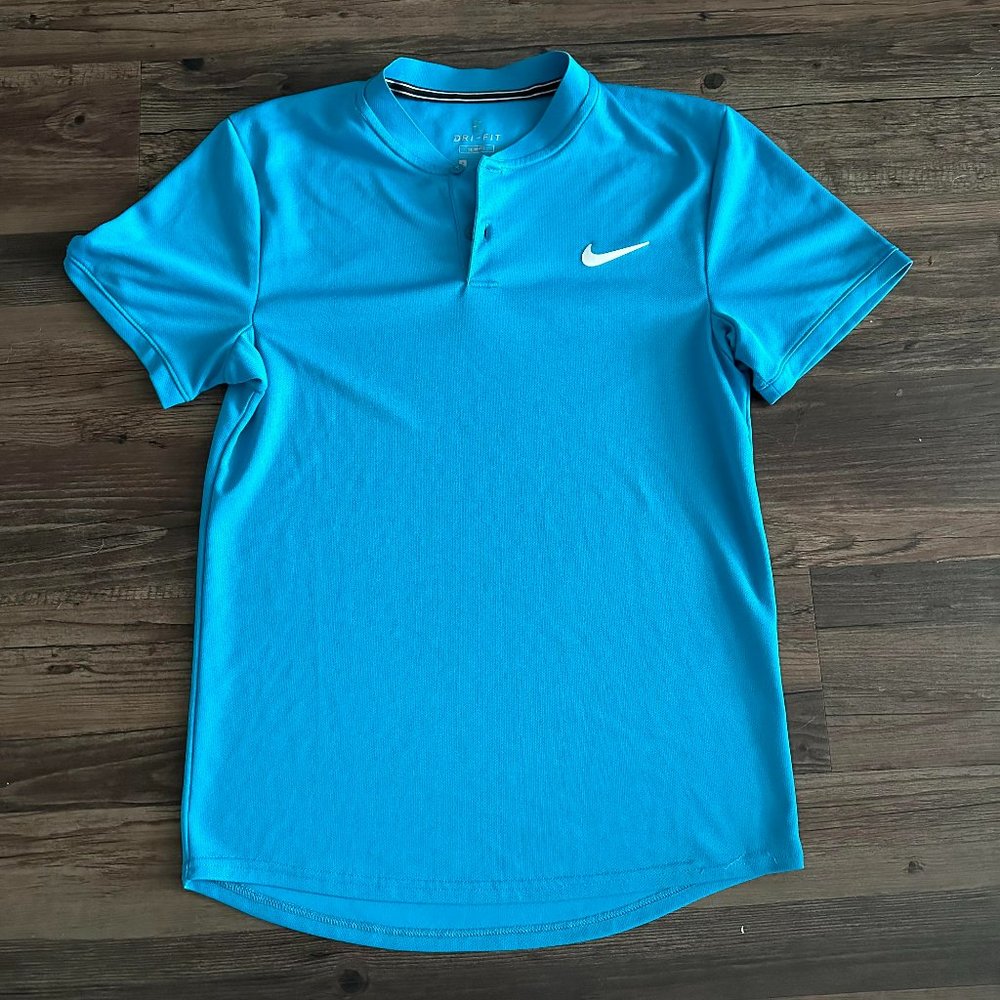 Nike Mens Blue Golf Dri Fit Tennis Court Short Sleeve Polo T Shirt Size SMALL